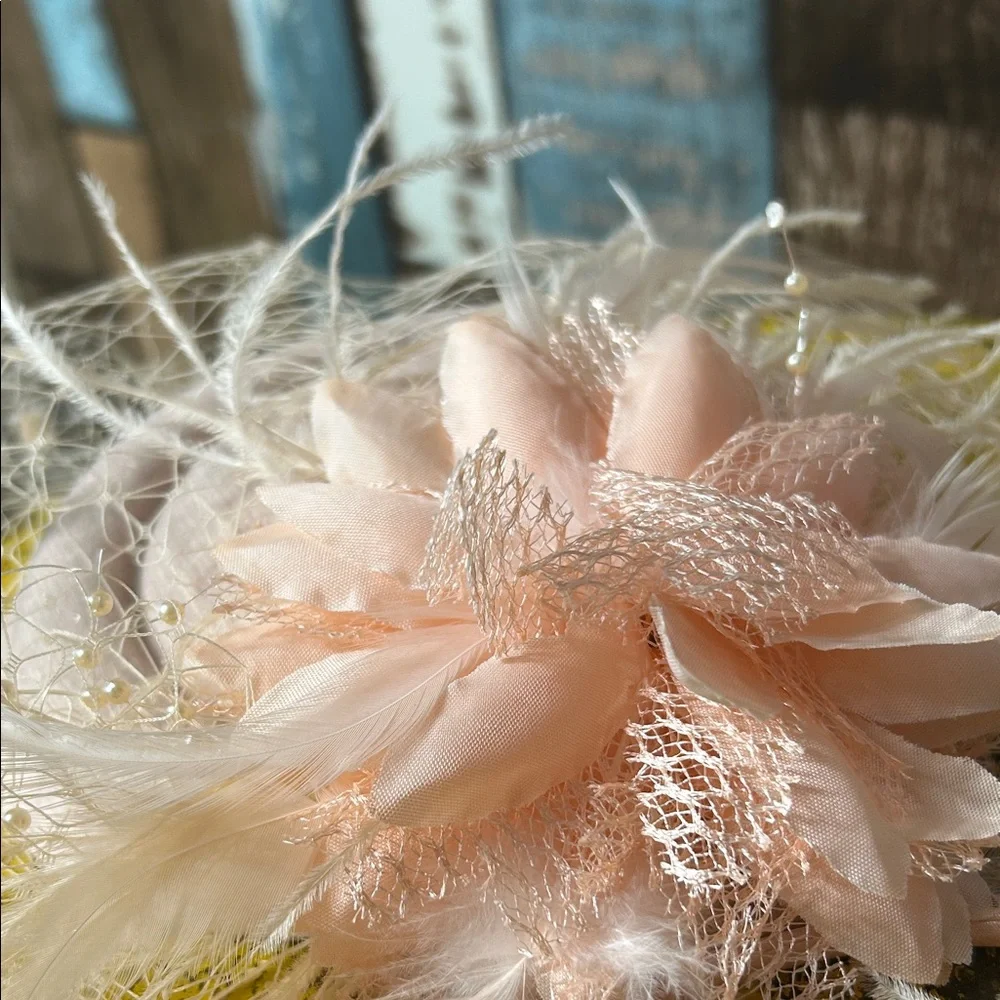 Chic Blush Feather Fascinator Headband - Picture 10 of 13